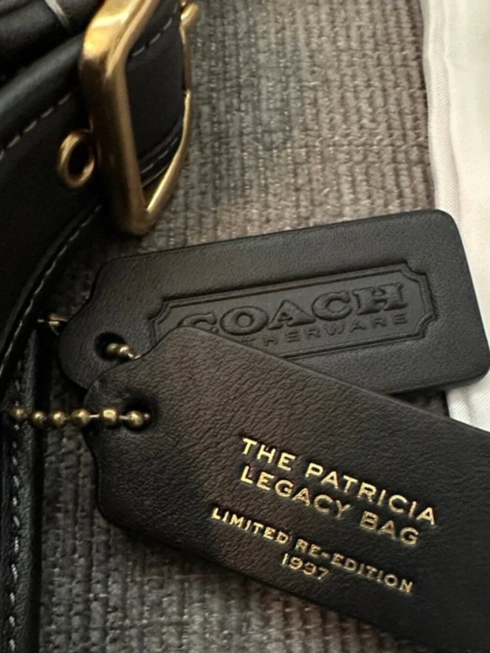 828 Coach Limited Re-Edition Patricia Legacy 19 Bag Black Leather Brass NWT - Picture 4 of 16